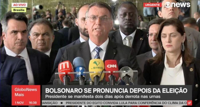 Pronunciamento de Bolsonaro após derrota para Lula