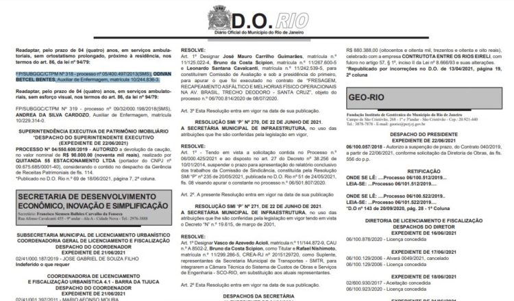 Diário Oficial do Rio: Servidor teria organizado caravana para ato antidemocratico em Brasília.