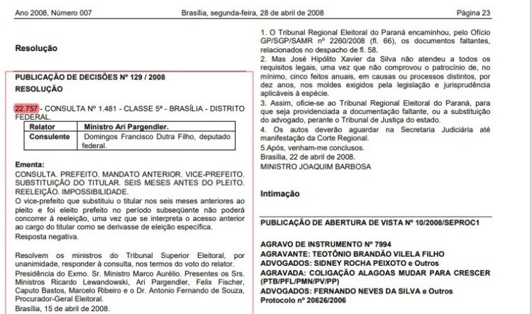 Diário Oficial TSE: a situação dos vice-prefeitos que assumiram vaga dos titulares, disputaram reeleição e almejam o terceiro mandato subsequente