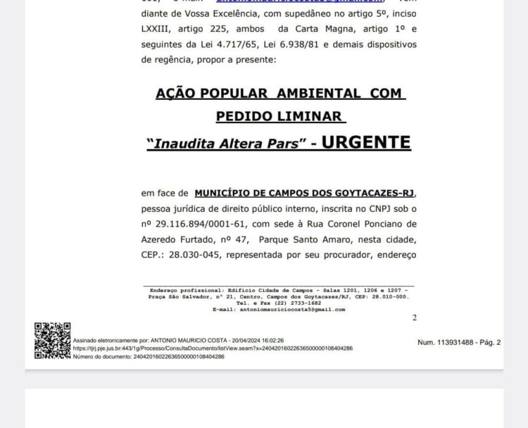 Concessionária Águas do Paraíba: crime ambiental e cobrança ilegal de tarifa de esgoto na cidade de Campos dos Goytacazes-RJ.