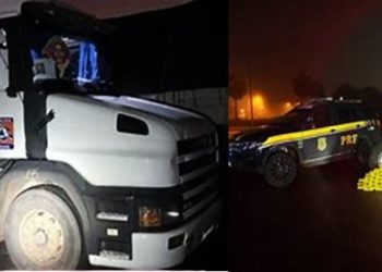 A droga foi localizada no interior do estepe. A carreta transportava 20 toneladas de doações para o Rio Grande do Sul (RS)