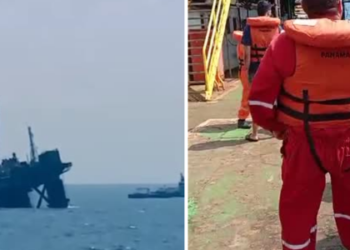 Vídeo: Plataforma da Petrobrás na Bacia de Campos sofre inclinação acidental