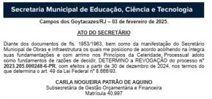 Prefeitura de Campos revoga licitação de R$ 7,3 milhões após denúncia de fraude em obra escolar