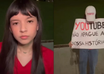 Bel para Meninas protesta em São Paulo após remoção de seu canal no YouTube por “adultização”. A influenciadora critica decisão da plataforma e levanta debate sobre segurança infantil.