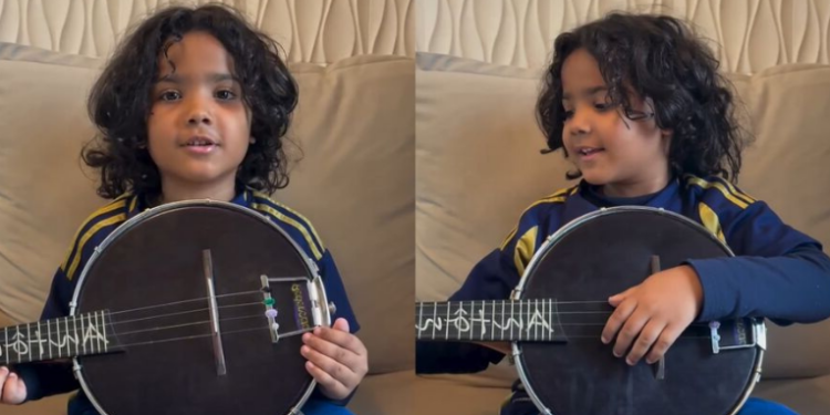 Neto de Arlindo Cruz, Antonio, de 5 anos, presta homenagem comovente ao avô, falecido aos 66 anos, e canta trecho de “O Show Tem Que Continuar”.