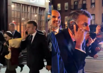 Durante evento em Nova York, Emmanuel Macron telefonou para Donald Trump pedindo, em tom de brincadeira, que liberasse o caminho depois que a polícia montou barricada em sua comitiva.