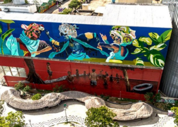 Fachadas do Museu Goeldi em Belém recebem intervenções artísticas em parceria com o Maub. Projeto celebra 160 anos do museu e conecta arte urbana à ciência amazônica.