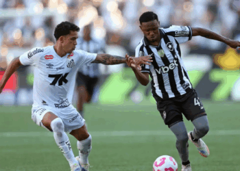 Botafogo e Santos empatam por 2 a 2 no Nilton Santos. Glorioso segue no G-6 e Peixe permanece fora da zona de rebaixamento do Brasileirão.