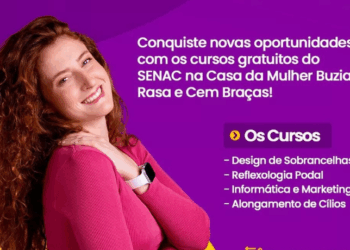 Prefeitura de Búzios abre inscrições para cursos gratuitos do SENAC voltados a mulheres. Aulas acontecem em duas unidades da Casa da Mulher Buziana e incluem design de sobrancelhas, informática e mais.