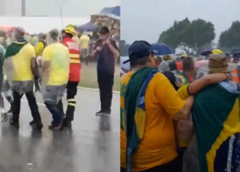 Raio atinge ato político em Brasília e deixa feridos durante chuva forte