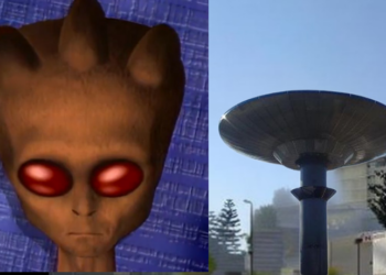 Torre d’água em forma de disco voador em Varginha, um dos marcos urbanos associados ao episódio ufológico.