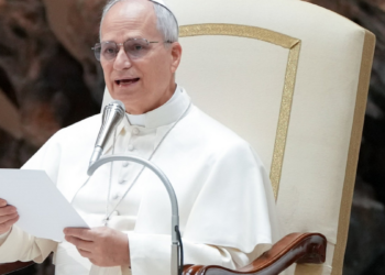 Papa Leo XIV durante audiência no Vaticano em encontro com padres e seminaristas sobre o sacramento da reconciliação.