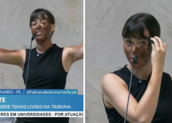 Durante sessão na Assembleia Legislativa de São Paulo, Fabiana Bolsonaro realizou “experimento social” pintando o rosto e corpo de escuro, gerando denúncias de blackface e transfobia. PSOL registra boletim de ocorrência e cobra apuração na Comissão de Ética.