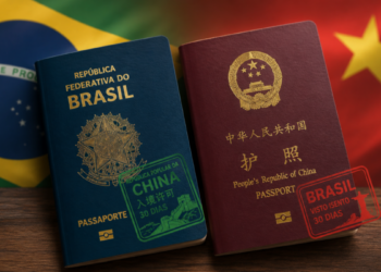 Brasil e China passam a permitir entrada sem visto para estadias de até 30 dias em viagens de turismo e negócios, em acordo válido até 2026.