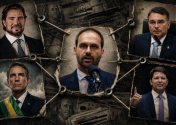 Eduardo Bolsonaro e Mário Frias são citados em documentos como produtores executivos do filme “Dark Horse”, segundo The Intercept Brasil. Caso envolve debate sobre gestão e financiamento.