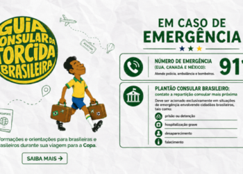 Itamaraty divulga guia consular com recomendações para brasileiros na Copa de 2026 nos EUA, incluindo visto, seguro saúde e regras de segurança.