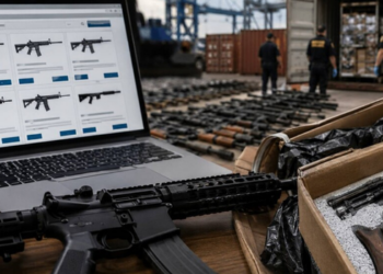 Propostas de flexibilização do comércio de armas nos Estados Unidos geram alerta sobre o risco de desvio de fuzis para PCC, Comando Vermelho e outras facções brasileiras.