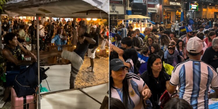 Derrota da Argentina para a Espanha na final da Copa do Mundo termina em confrontos entre torcedores, brasileiros e policiais militares no Rio de Janeiro.