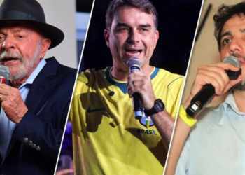 Nova pesquisa AtlasIntel/Bloomberg mostra Lula com 46,3% das intenções de voto, seguido por Flávio Bolsonaro e Renan Santos na corrida presidencial.