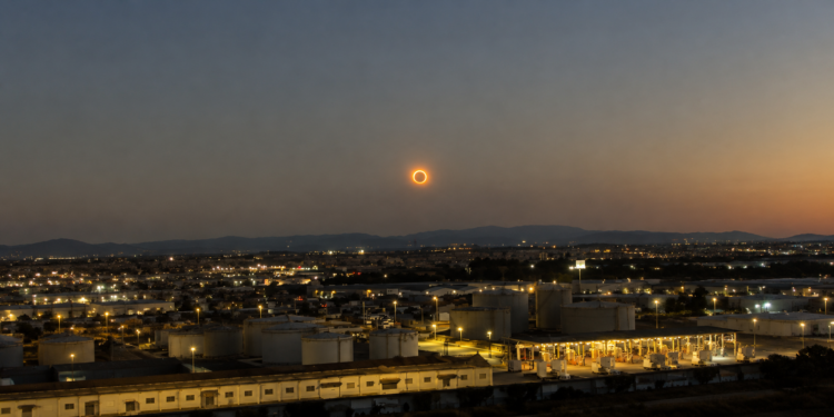 Eclipse solar total escureceu regiões da Espanha nesta quarta-feira (12). Fenômeno histórico transformou o entardecer em noite e mobilizou milhões de observadores.