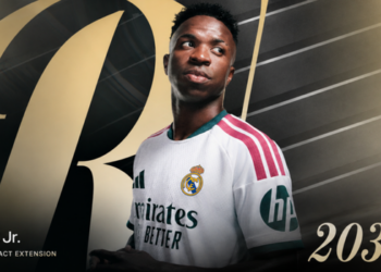 Real Madrid anuncia a renovação de contrato de Vinicius Júnior até 2032. Brasileiro segue no clube espanhol após acordo que amplia seu vínculo por mais seis temporadas.