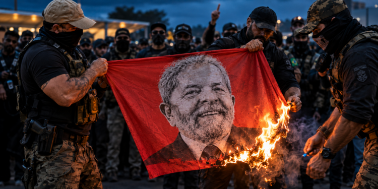 Vídeo de grupo queimando bandeira com rosto de Lula repercute nas redes