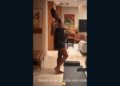 Maju Coutinho, de 48 anos, mostra barriguinha durante treino em casa. Jornalista espera o primeiro filho, Malik, com Agostinho Paulo Moura.