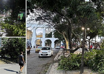 Chuva e fortes rajadas de vento atingem o Rio de Janeiro. Nesta quarta-feira (30), há previsão de raios e ventos de até 76 km/h com a aproximação de uma frente fria.