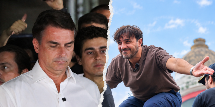 Renan Santos critica Flávio Bolsonaro, cita investigações e questiona a Justiça após relatos não confirmados sobre possível viagem aos Estados Unidos.