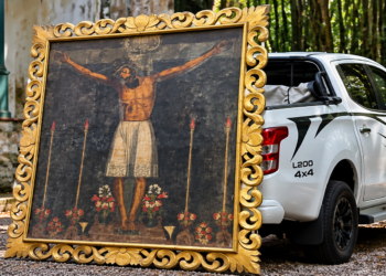 PF encontra no Alto da Boa Vista pintura peruana do século 17 e investiga suspeitas de contrabando e receptação qualificada.